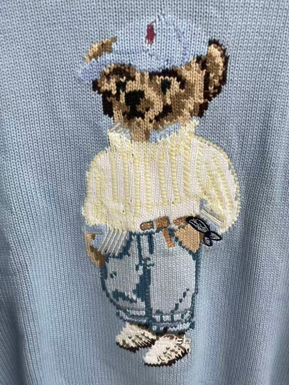Polo Ralph Lauren Light Blue Casual Polo Bear Crewneck Knit Sweater - Picture 3 of 6